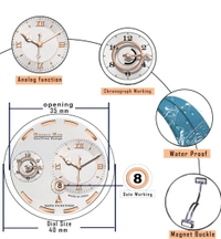 DOUBLERUN Chonograph Date Display Analoge Silicone Magnetic Strap Watch for Men, Series S-160-00