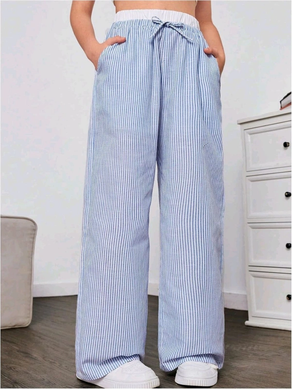  Frenchy Women's Drawstring Waist Striped Casual Trousers - Xs