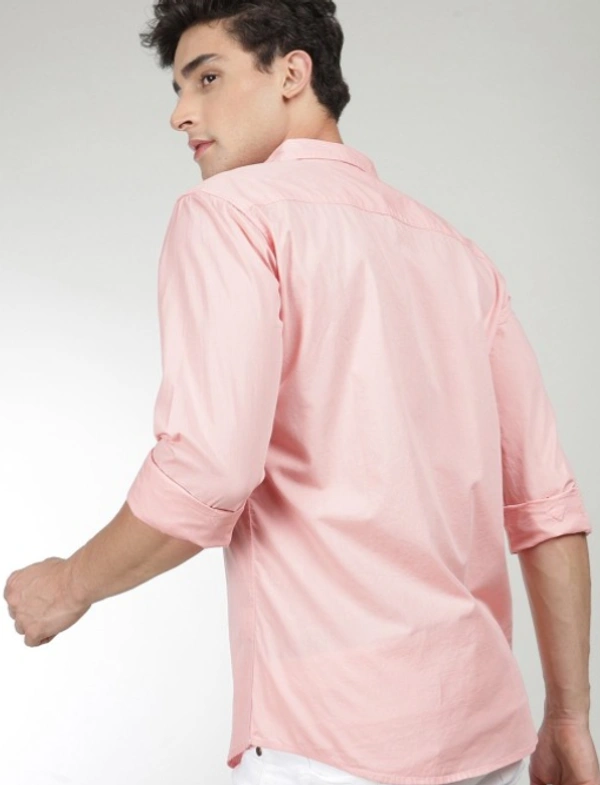 Men Peach-Colored Comfort Cotton Casual Shirt - XL