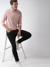 Men Pink & White Slim Fit Striped Casual Shirt - XL