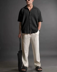 Men Self Design Casual Purple Shirt - Cod Gray
