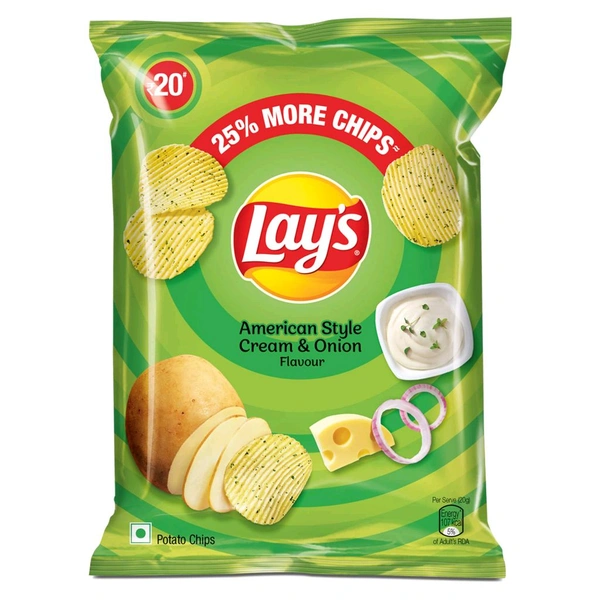 Lays Lay's Potato Chips 48 Gram, American Style Cream & Onion Flavour ...