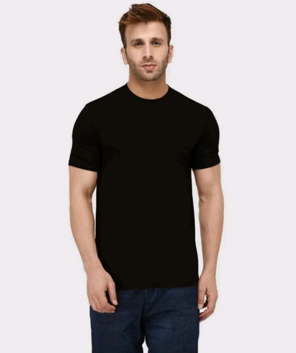 black buck original   Men Solid Round Neck Cotton Blend Black T-Shirt - Black, XL