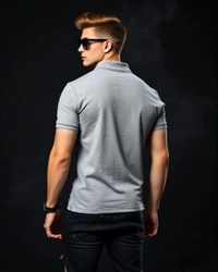 Grey Melange Polo Tshirt  - M