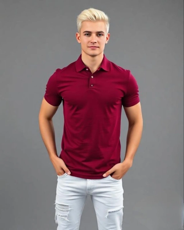 Maroon Stylish Polo Tshirt - S