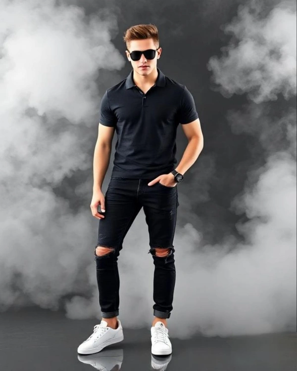 Stylish Black Polo Tshirt - L