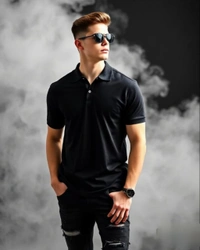 Stylish Black Polo Tshirt - XL