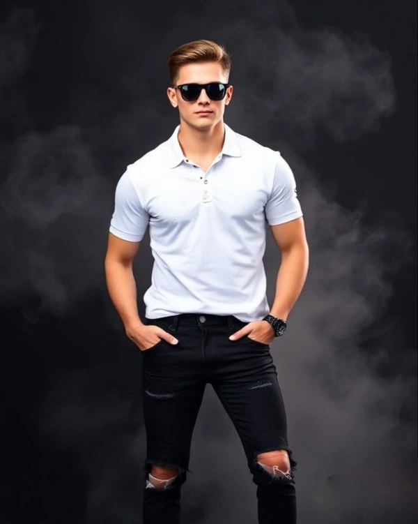 Stylish White Polo Tshirt - XL