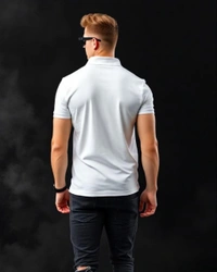 Stylish White Polo Tshirt - XXL