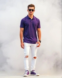 Stylish Purple Polo Tshirt - XL