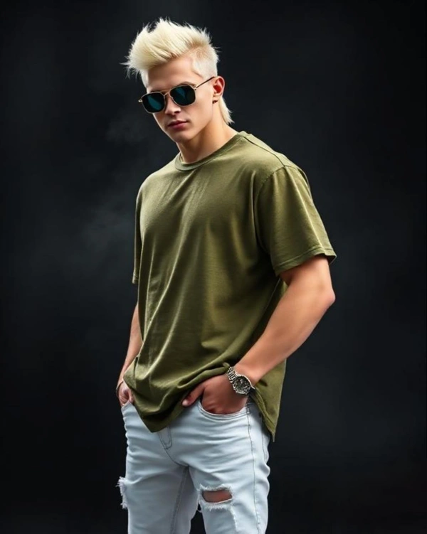 Olive Green Acid Wash Over Size Tshirt - XXL