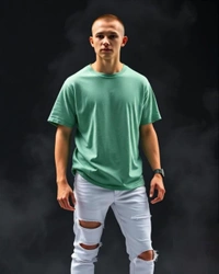 Acid Wash Bottle Green Oversize Tshirt - L
