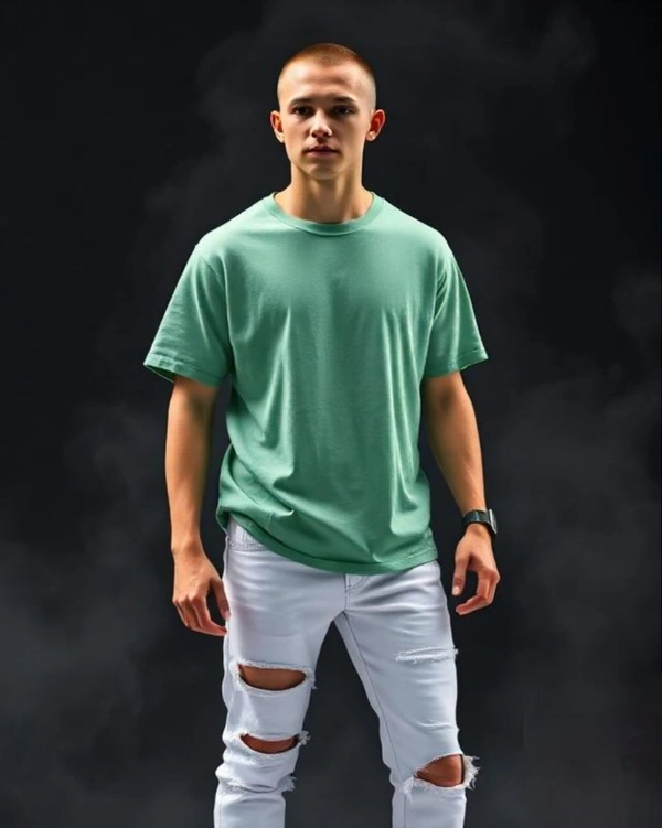 Acid Wash Bottle Green Oversize Tshirt - L