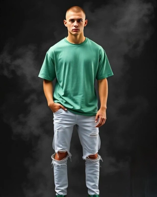 Acid Wash Bottle Green Oversize Tshirt - XL