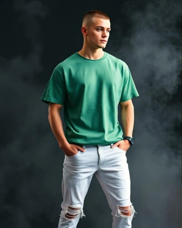 Acid Wash Bottle Green Oversize Tshirt - XL