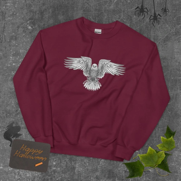 Unisex Eagle Printed Maroon Sweatshirt