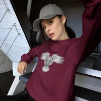 Unisex Eagle Printed Maroon Sweatshirt - M