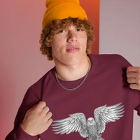 Unisex Eagle Printed Maroon Sweatshirt - M