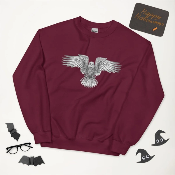 Unisex Eagle Printed Maroon Sweatshirt - M