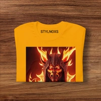 Fire Devil Printed Half Sleeve Yellow Tshirt - M