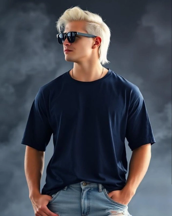 Oversized Navy Mens Tshirt - M