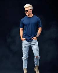 Oversized Navy Mens Tshirt - L