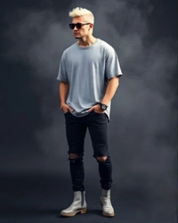 Oversized Grey Men's Tshirt - L