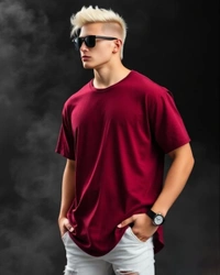 Stylish Maroon Oversized Tshirt - XXL