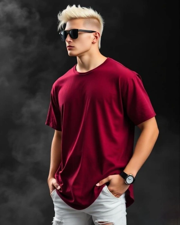 Stylish Maroon Oversized Tshirt - XXL