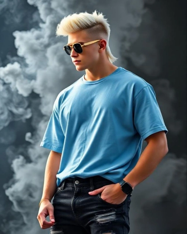 Stylish Baby Blue Oversized Tshirt - S