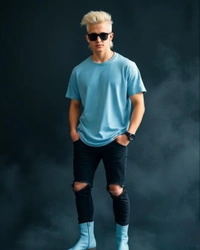 Stylish Baby Blue Oversized Tshirt - S
