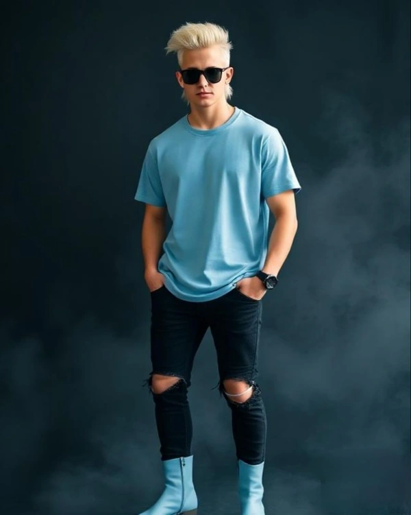 Stylish Baby Blue Oversized Tshirt - S