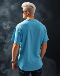 Stylish Baby Blue Oversized Tshirt - S