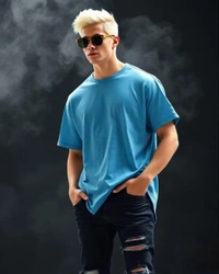 Stylish Baby Blue Oversized Tshirt - S