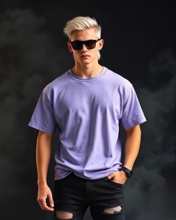 Lavender Stylish Oversized Tshirt - M