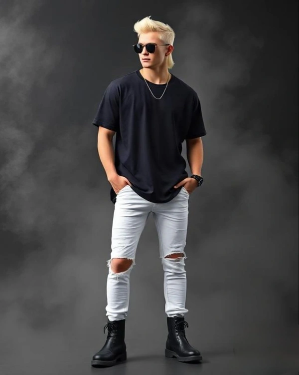 Stylish Black Oversized Tshirt - L