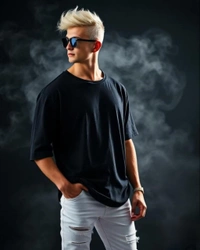 Stylish Black Oversized Tshirt - XXL
