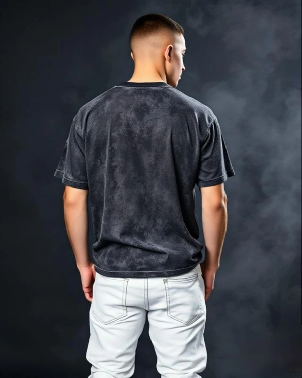 Acid Wash Black Oversized Tshirt - XXL