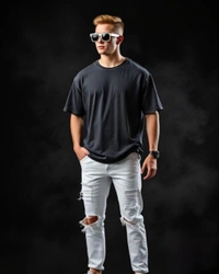 Acid Wash Black Oversized Tshirt - XXL