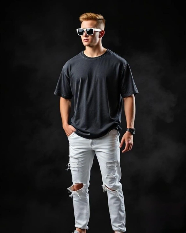 Acid Wash Black Oversized Tshirt - XXL