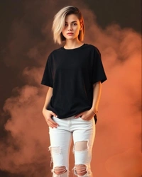 Stylish Black Oversized Women's Tshirt - S