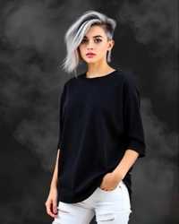 Stylish Black Oversized Women's Tshirt - XXL