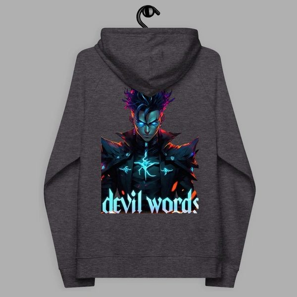 Devil Word Stylish Grey Sweat Hoodie - L