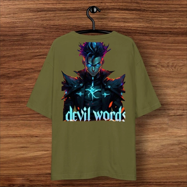 Devil Word Stylish Green Oversize Tshirt - S