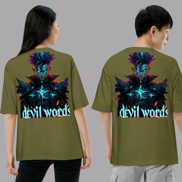 Devil Word Stylish Green Oversize Tshirt - XL