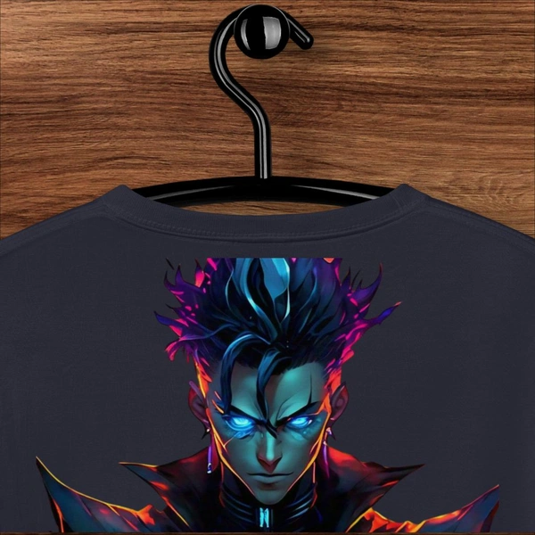 Devil Word Stylish Navy Oversize Tshirt - XXL