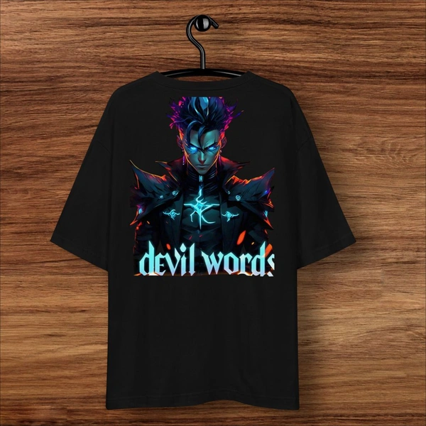 Devil Word Stylish Black Oversize Tshirt - M