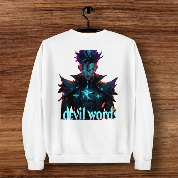 Devil Word Anime Stylish White Sweatshirt - M