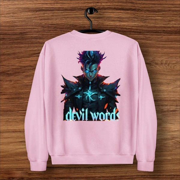 Devil Word Anime Stylish Pink Sweatshirt - XXL