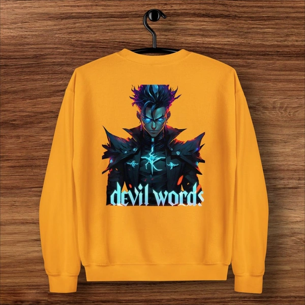Devil Word Anime Stylish Golden Yellow Sweatshirt - M